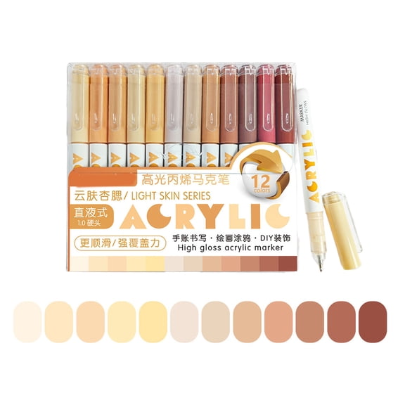 12Piece Set Glowing In dark Acrylic Liquid Inks Markers Pen Smooth Flowing for Artists and Designers