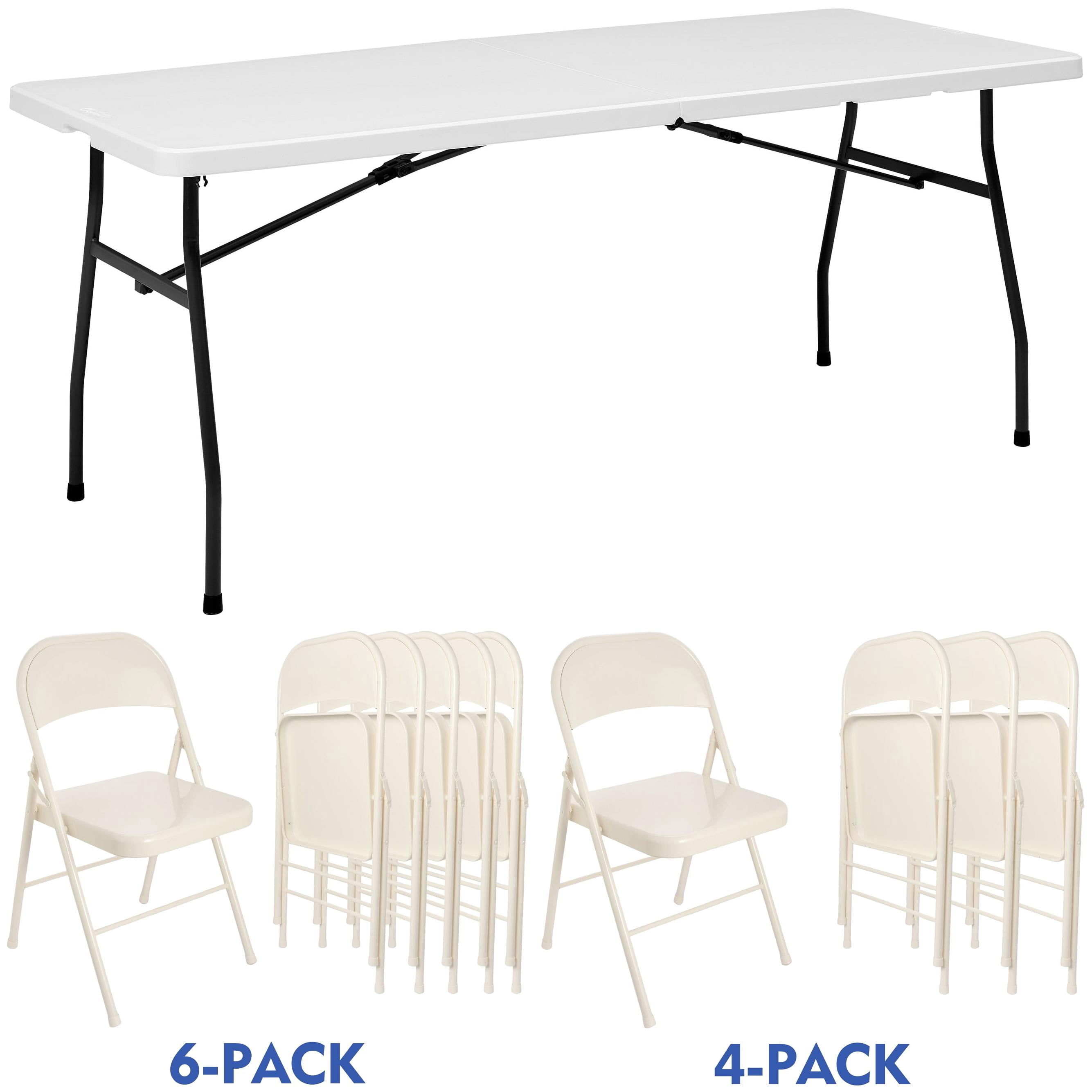 12Piece White Folding Table & Steel Folding Chair Set (2x6ft Tables +10 Chairs)