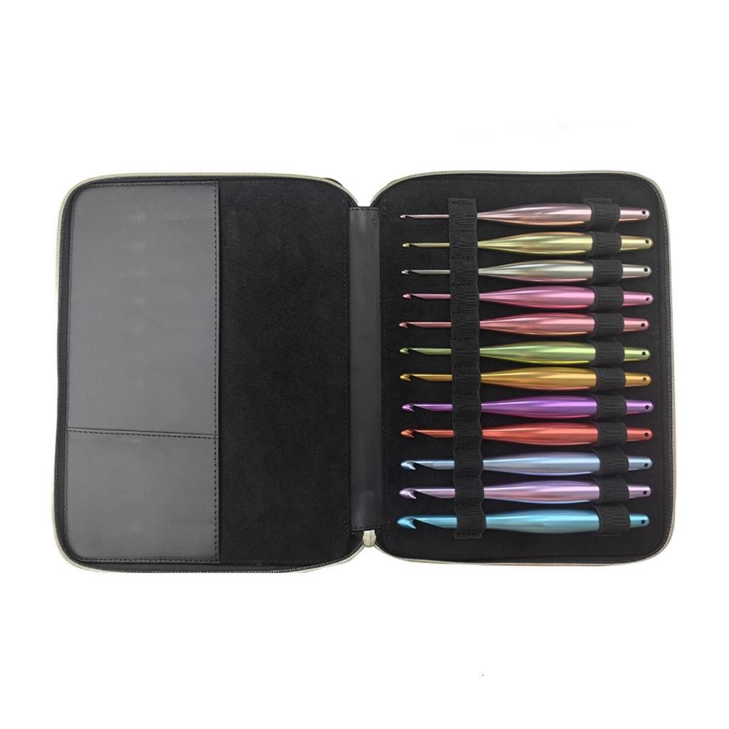 12Pcs Ergonomic Aluminum Crochet Hook 3.0mm-10mm Crochet Needle Knitting Tool