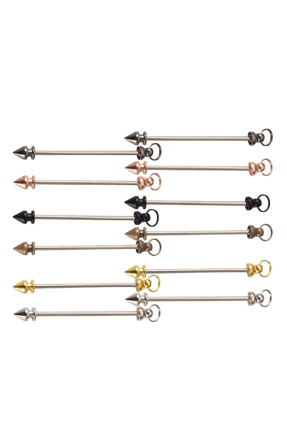 12Pieces Beadable Keychain Rod for Craft Enthusiasts and Personalizing Creation Beaded Blanking Keychain Rod Set