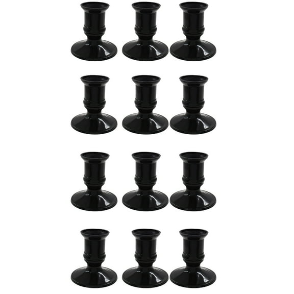 12Pieces Black Plastic Candle Holders LED Candle Stand Candlestick Parties Event