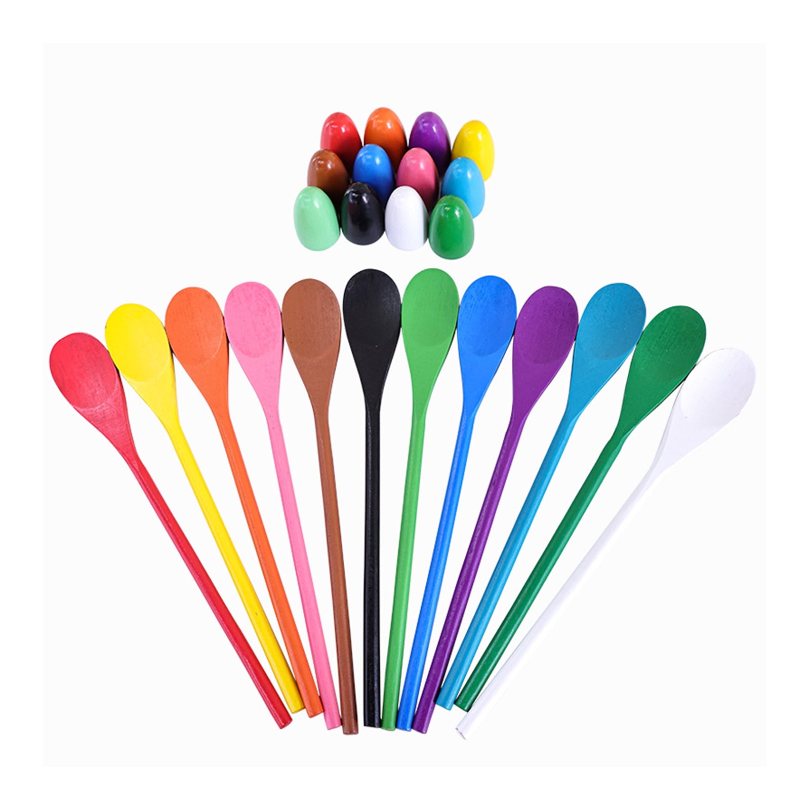 12Pieces Eggs Spoon Race Game Toy for Outdoor Easter Hunting Parties Kids Group Coordination Activity Supply Toy