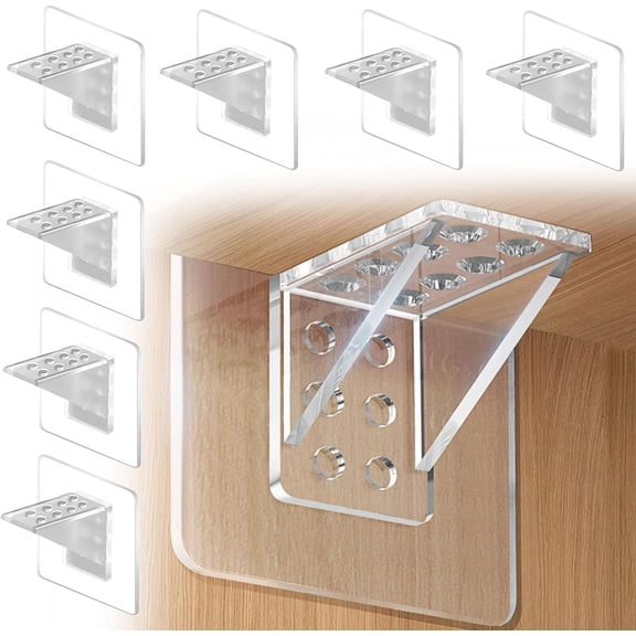 12Pieces Large Size Adhesive Shelf Bracket, Double Row Thickened and Reinforced Design Shelf Support Pegs for Shelves Kitchen Cabinet Book Closet