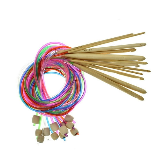 12Pieces Tunisian Crochet Hook with Long Cable for Knitting Tapestry Making 3.0mm-10mm Circular Knitting Needle