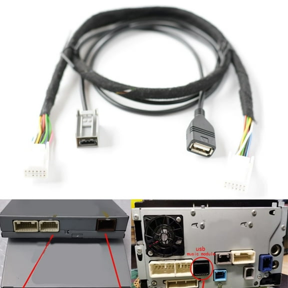 12Pin Car Radio to USB Music Module Cable Adapter for Toyota for LEXUS Adds USB Interface for U Disk Audio Video Playback 80cm ABS Harness Direct for Factory Radio
