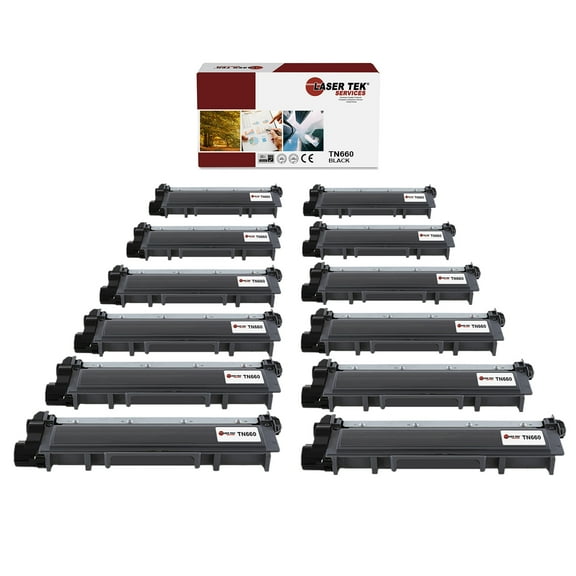 12Pk LTS TN-660 Black Compatible for Brother DCPL2520DW, HLL2300D L2320D Toner