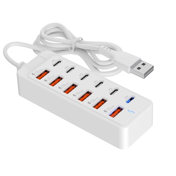 12Port Electrical Socket USB Type C And USB A Charging Hubs With 66W Power Delivery For Multiple Devices Phones Tablets
