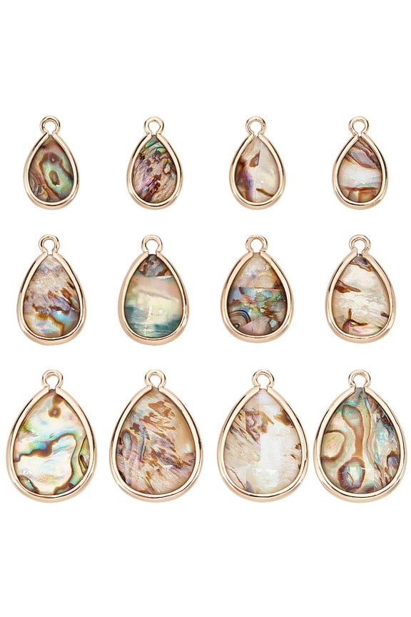 12Psc Abalone Shell Charm Teardrop Charm Jewelry Findings for Necklace Earring Jewelry Making