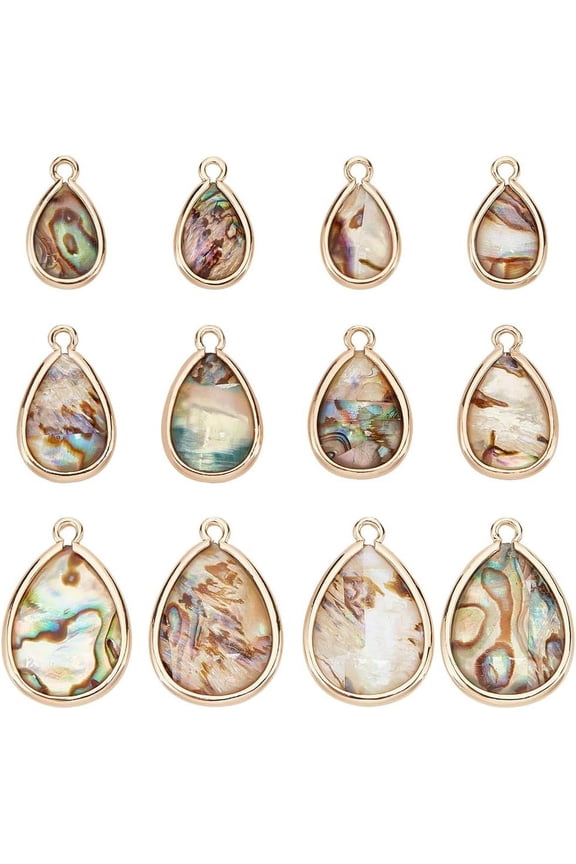 12Psc Abalone Shell Charm Teardrop Charm Jewelry Findings