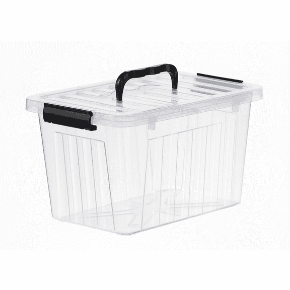 12QT 6-Pack Clear Plastic Storage Bins with Latching Lids and Fold-Down Handles, Stackable Organizer Boxes for Home, Office, and Classroom