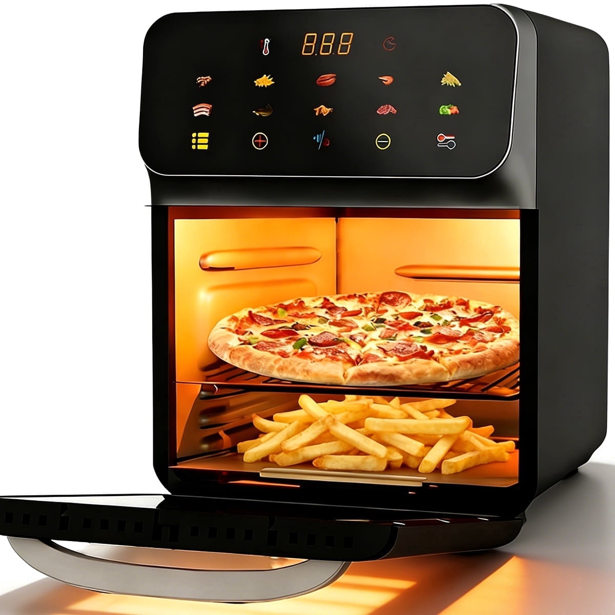 SOKANY 12QT Air Fryer Convection Oven 10-in-1 Multifunctional Countertop Oven with Visible Window & Touchscreen, Black