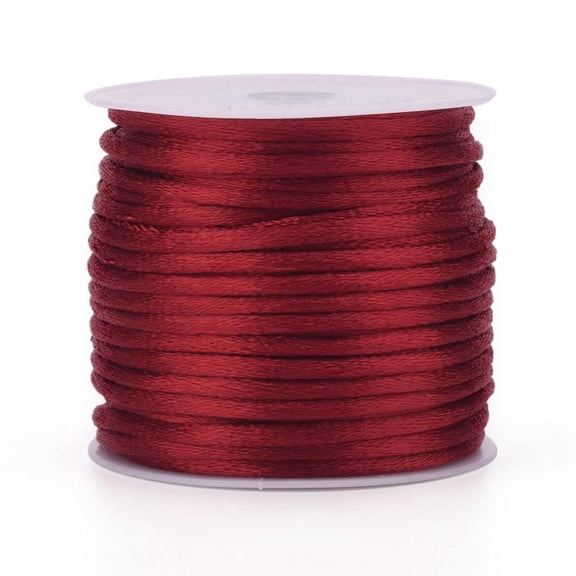 12Roll Nylon Cord Satin Rattail Cord for Beading Jewelry Making Chinese Knotting FireBrick 2mm about 10.93 yards(10m)/roll