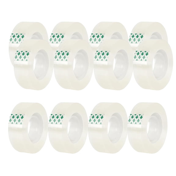12 Rolls Clear Tape Refills for Dispenser Easy Tear by Hands Tape Refills for Wrapping Office School and Home Supplies