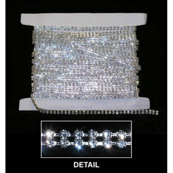 12SS (24pp) - 2 Row Rhinestone Chain - Crystal/Silver