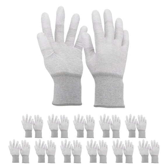 12Set ESD Anti-Static Gloves Electrostatic Protective Gloves with Carbon Fiber Fingertips Large Size for Computer Installation, Building & Repair, Gray