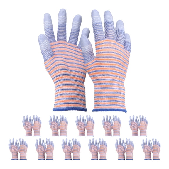 12Set ESD Anti-Static Gloves Electrostatic Protective Gloves with PU Fingertips Large Size for Computer Installation, Building & Repair, Blue