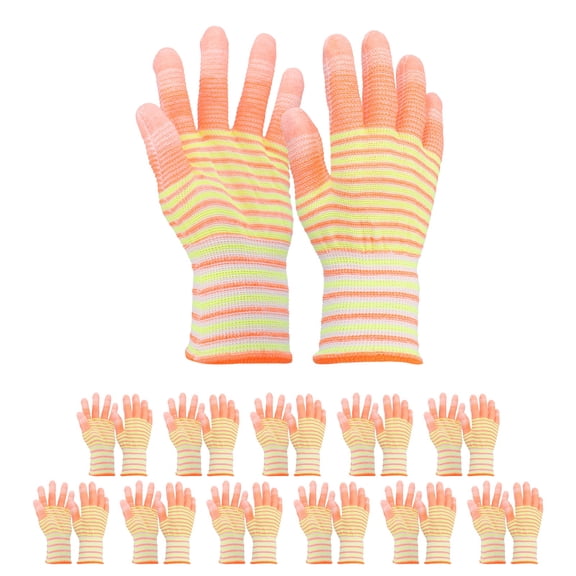 12Set ESD Anti-Static Gloves Electrostatic Protective Gloves with PU Fingertips Medium Size for Computer Installation, Building & Repair, Orange