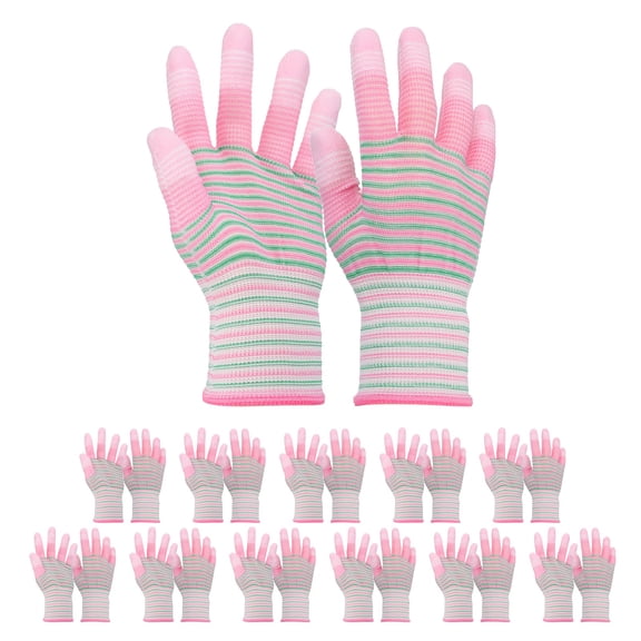 12Set ESD Anti-Static Gloves Electrostatic Protective Gloves with PU Fingertips Medium Size for Computer Installation, Building & Repair, Pink