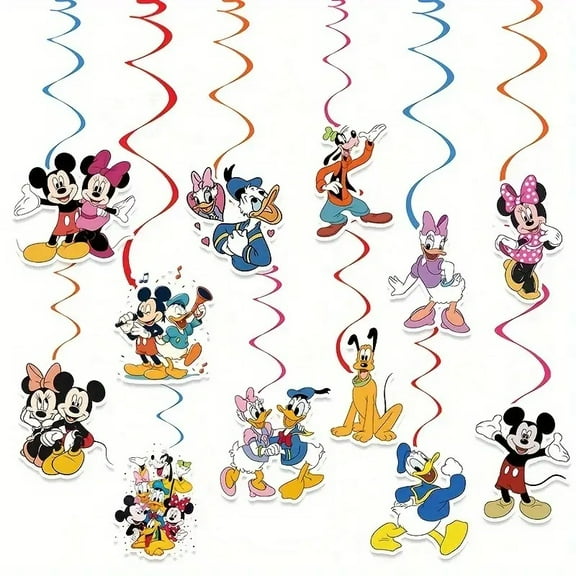 12Set Mickey Hanging Swirls,Cute Birthday Party Decorations,Anime Party Supplies