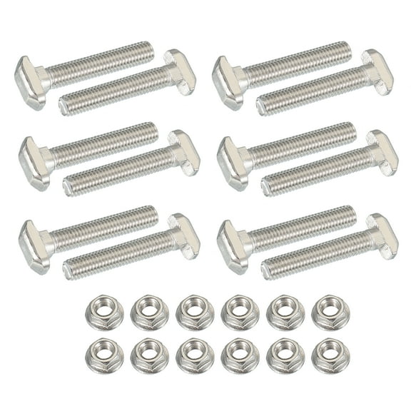 12Set T-Slot Bolts, Drop-in Bolt Hammer Head with Hexagon Nuts T-Bolt Stud Sliding Screw for Aluminum Extrusion Profile M8x43mm 12