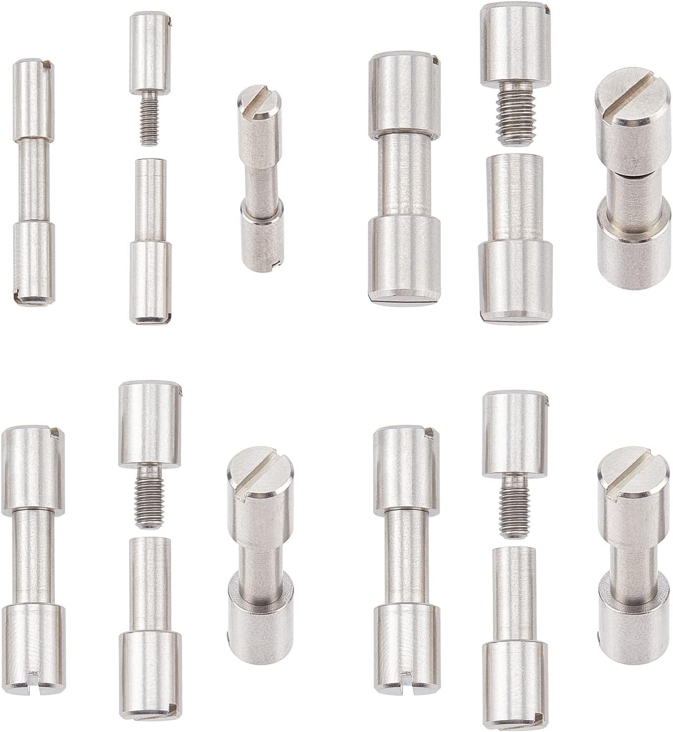 12Sets 4Styles Stainless Steel Bracket Bolt Fastener EDC Knife Handle Pins Hardware Knifemakers Corby Fasteners Rivets DIY Knife Screws Tactical Lock Rivets Silver Diameter 4-6.5mm DIY