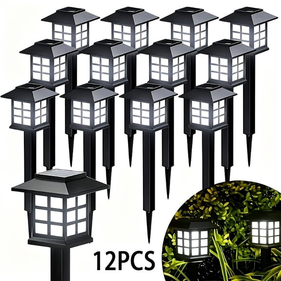12Sets Outdoor Solar Lawn Light, IP54 Waterproof Grade Road Light, LED Landscape Lighting Garden Light, Suitable For Courtyards, Lawns, Sidewalks, Lanes And Balconies, White Light Effect.