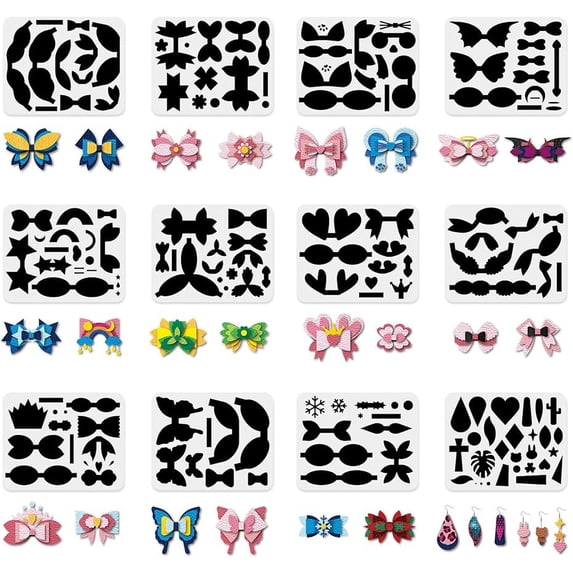 12Sets Plastic Bows Tie Making Template Earrings Dies Making Stencils for Card Making 9.8x7.8inch