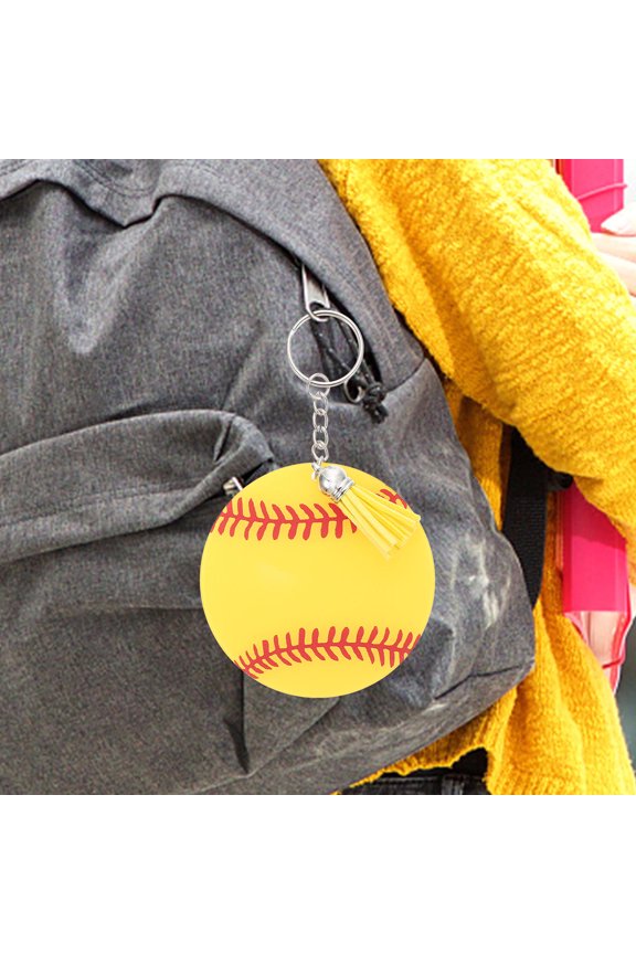 12Sets Stylish Baseball Key Chains with Tassel Acrylic Material for Secure Key Holding