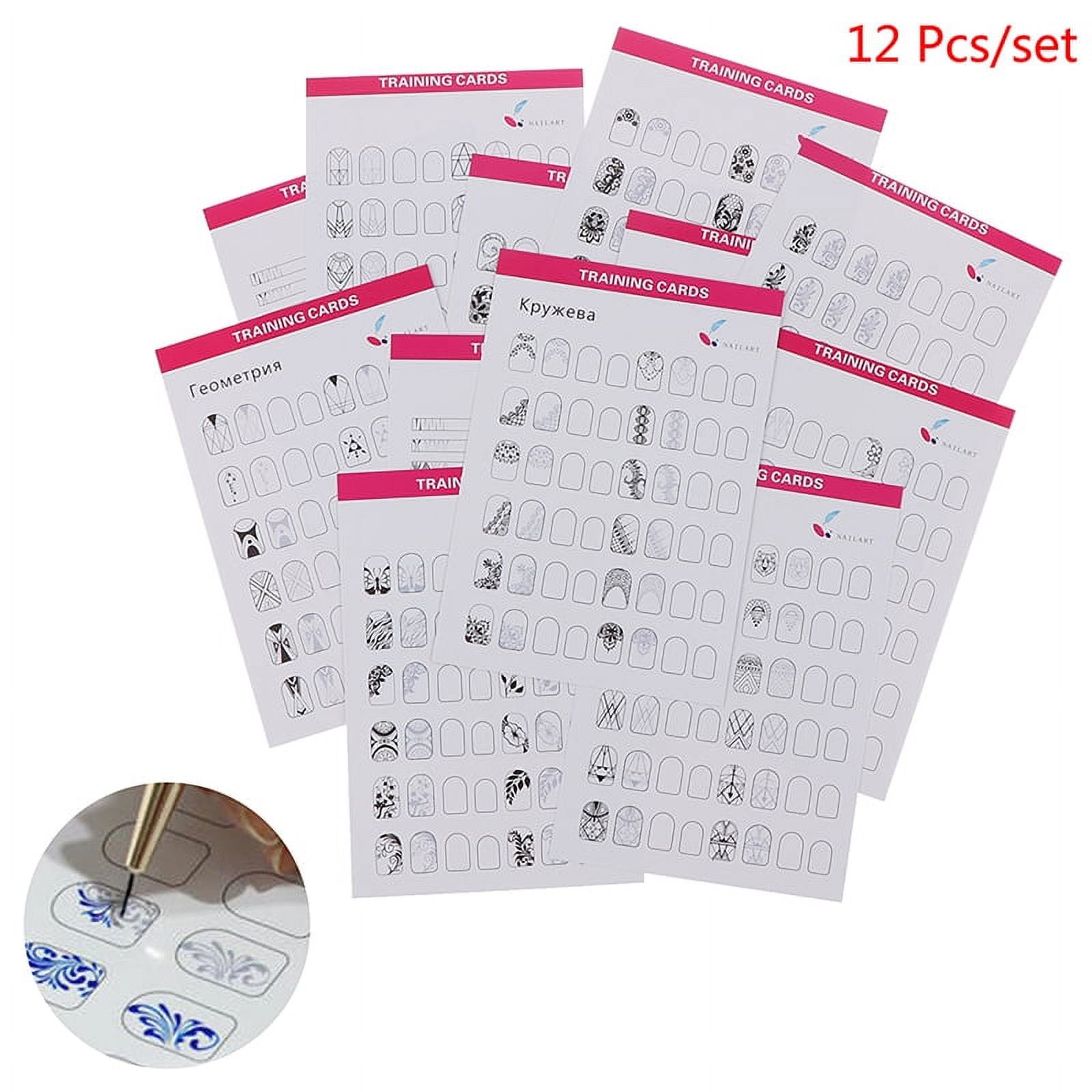 12pcs/set Nail Art Practice Paper Book Learn Template Painting Guide Nails  Tools