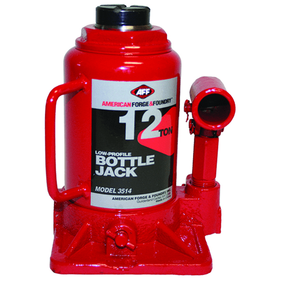 American Forge & Foundry Bottle Jack - 12 Ton Capacity - Low Profile - Manual - Heavy Duty