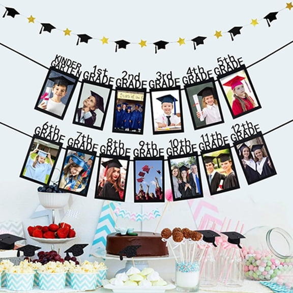 12Th Grade Graduation Photo Frame Hanging Banner - Decorative Flag With Photo Display Section & Hanging Loop For Easy Decoration At Graduation Events Parties Ceremonies - For 12Th