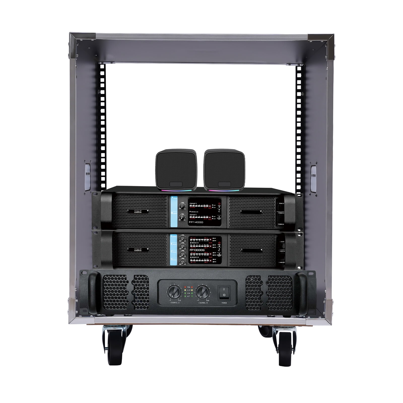 12U AV Rack Stand 20'' Portable Rolling Network Racks with Wheels and ...