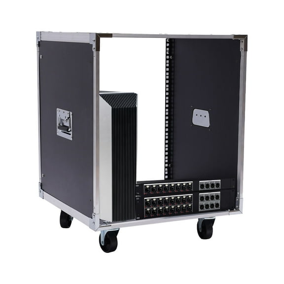12U Cabinet Rolling Network Rack Audio Studio Video Telecom Equipment Rack Black