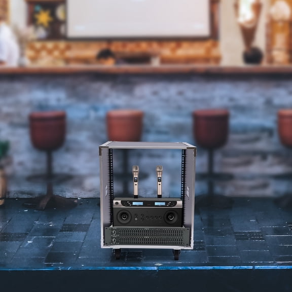 12U Cabinet Rolling Network Rack, Audio Studio Video Telecom Equipment Rack Black