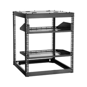 12U Open Frame Network Server Rack, 23-Inch Depth, Wall Mount or Floor Standing Heavy Duty 4-Post Rack with Vented Shelves & Mounting Hardware for IT/AV Equipment