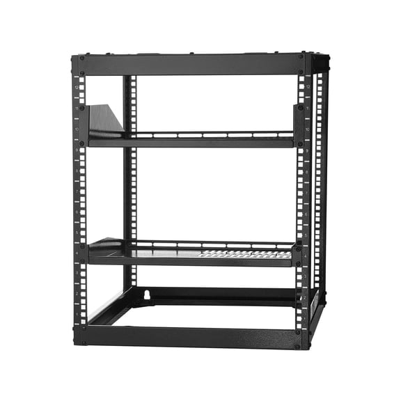12U Open Frame Rack, 23" Depth Server Rack, Wall Mountable IT Rack, Heavy Duty 4-Post Network Rack with Shelves & Hardware