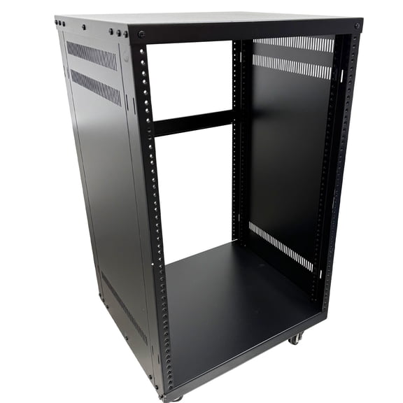 12U Open-Frame Server Rack Heavy-Duty Steel 19.69in Standard Mounting with Locking Casters