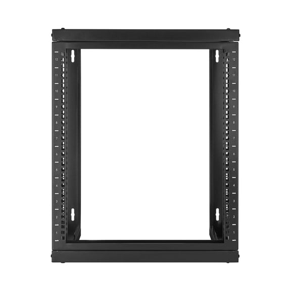 12U Open Frame Server Rack, Wall Mount Network Rack with Swing Gate, 150 lbs Load, for 19" IT/AV Equipment, Black (Carbon Steel)