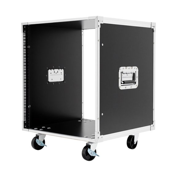 12U Portable Open Frame Rolling Equipment Rack MDF Studio Cabinet with Handles & Casters, 220 LBS Load Capacity Audio Video Server Mount Rack for Home Theater & Recording Studio