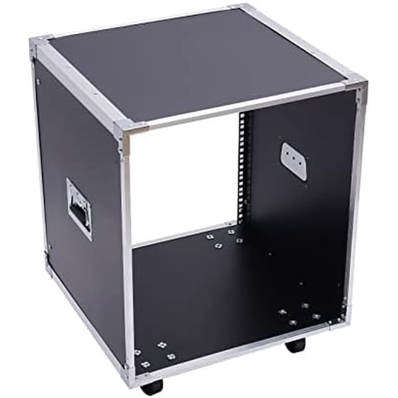 12U Portable Rolling Network Rack, Stereo Rack with Caster Wheels, Built in Handles 4 Post Cabinet Open Frame Server Cabinet for Audio Studio Video Telecom Equipment Rack Black$$Music