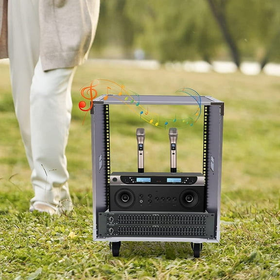 12U Rolling Network Rack Built-in Handles Portable Enclosure Server Audio Video Telecom Equipment Cabinet