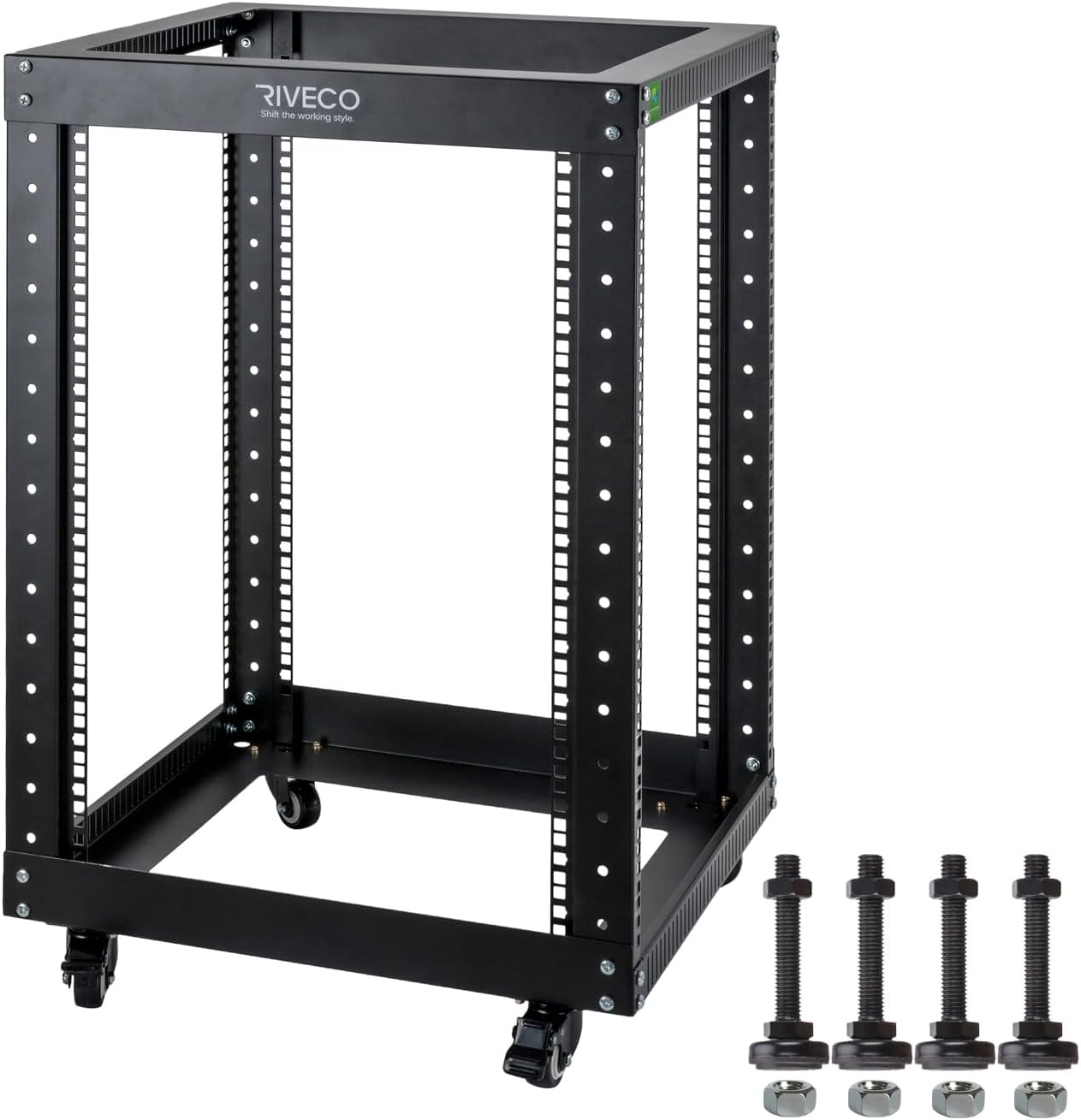 12U Server Rack Open Frame with Casters- 4 Post Quick Assembly 19-inch ...