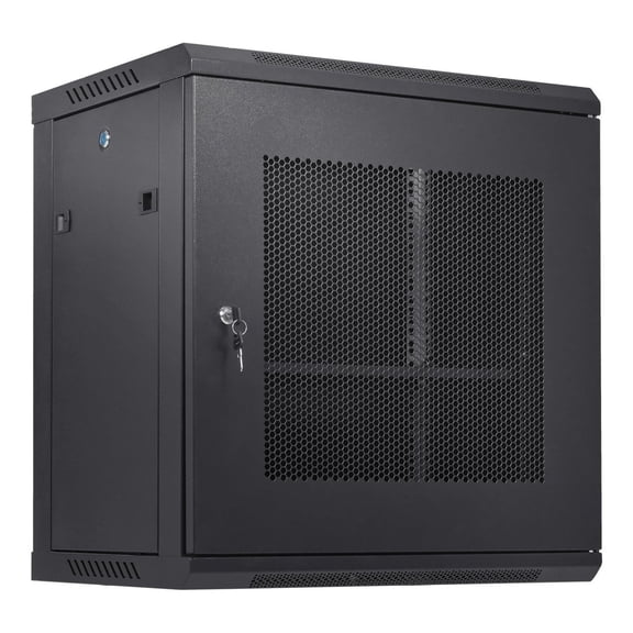 12U Wall Mount Server Cabinet, 15.5" Deep Rack Enclosure, 200lbs Capacity, Locking Door & Side Panels, IT Equipment & A/V Devices