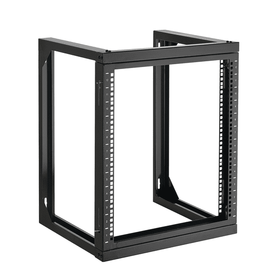 12U Wall Mount Server Rack - 150lbs Capacity - Open Frame Network Rack with 180 Swing Door - Carbon Steel - For 19 Inch IT & AV Equipment - Black