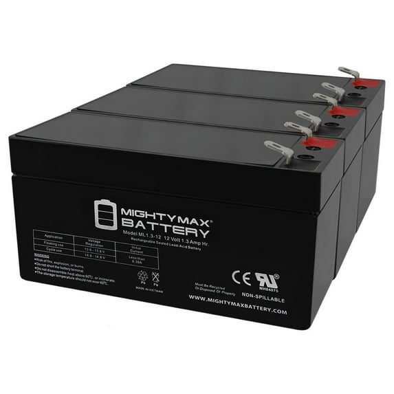 12V 1.3Ah Battery Replacement for APC Back UPS ES 350 - 3 Pack