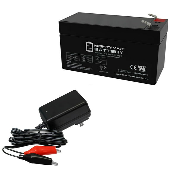 12V 1.3Ah Replacement Battery Compatible with Power Mate PM1212 + 12V 1Amp Charger