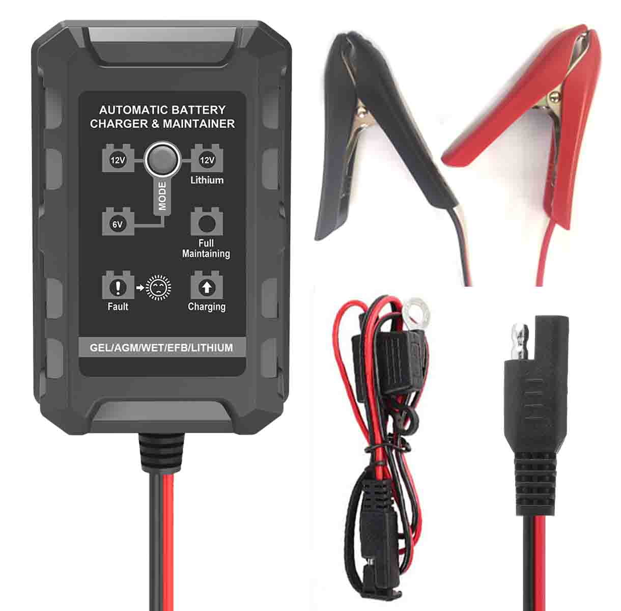 12V 1.5A LifePO4 Battery Charger 14.6V Smart Charger and Maintainer for LiFePO4 Lithium-Iron Deep Cycle Rechargeable Batteries