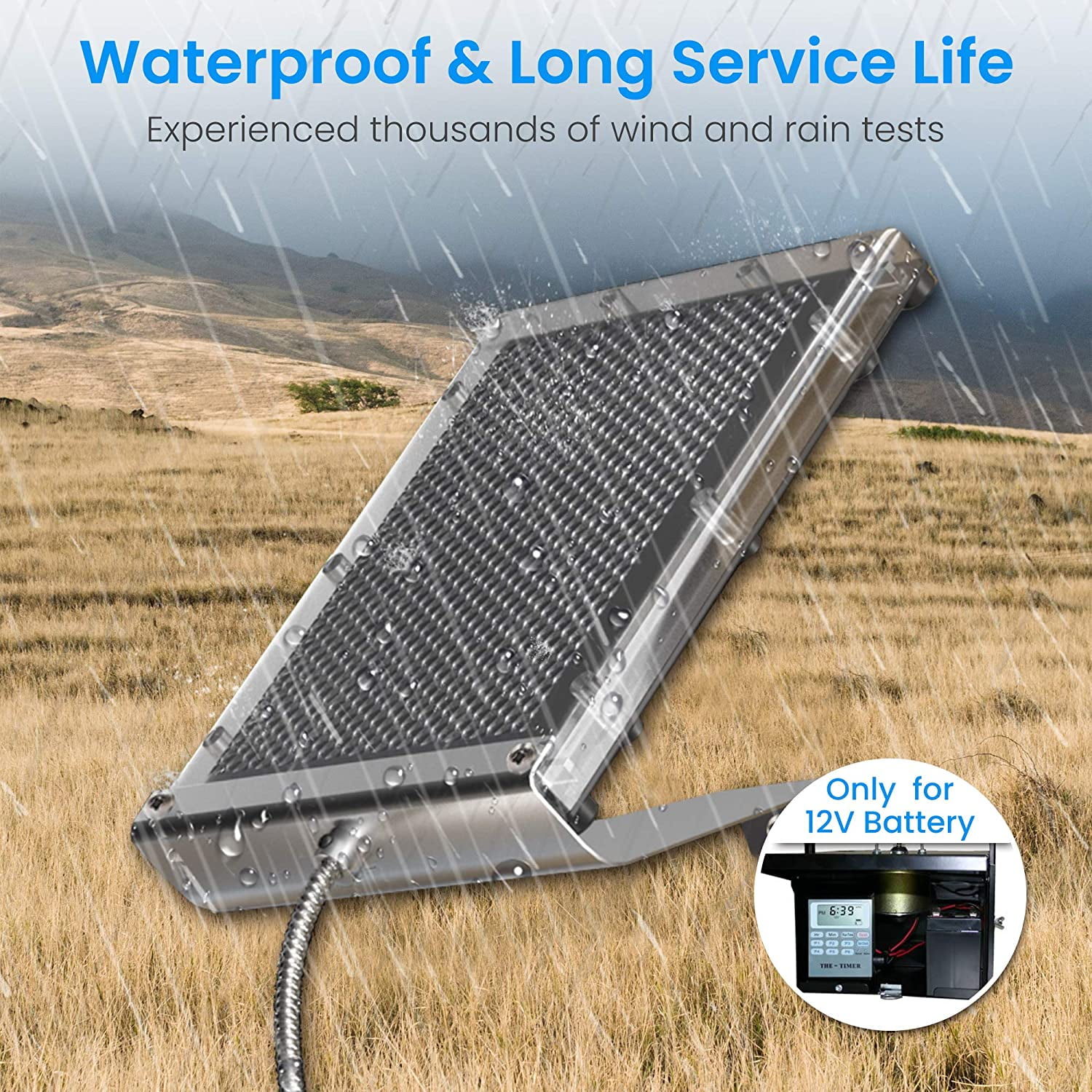 12V 1.7W Solar Panel for Deer Feeder Waterproof Solar Battery Charger with Mounting Bracket