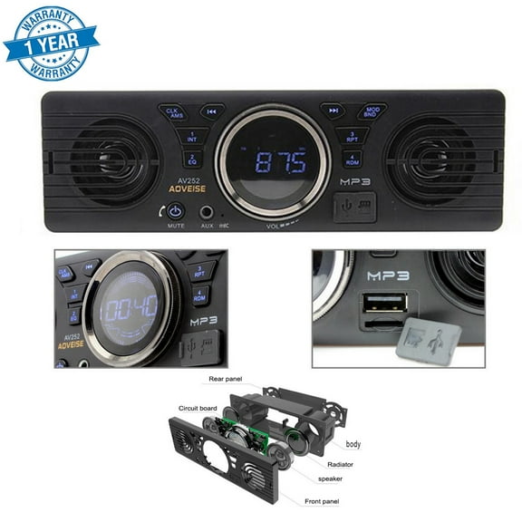 12V 1 Din Car Stereo Bluetooth MP3 Audio Built-in Speaker In-Dash FM AUX USB TF Ship from China
