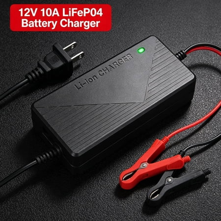 12V 10-Amp 10A Smart Fast Charger for Lithium Iron Phosphate (LiFePO4) Battery